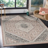 Homeroots 5' X 7' Gray And Soft Pink Traditional Area Rug Pink,Cream Polypropylene 395600