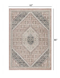 Homeroots 5' X 7' Gray And Soft Pink Traditional Area Rug Pink,Cream Polypropylene 395600