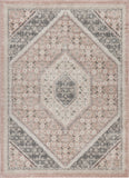 Homeroots 8' X 10' Gray And Soft Pink Traditional Area Rug Pink,Cream Polypropylene 395601