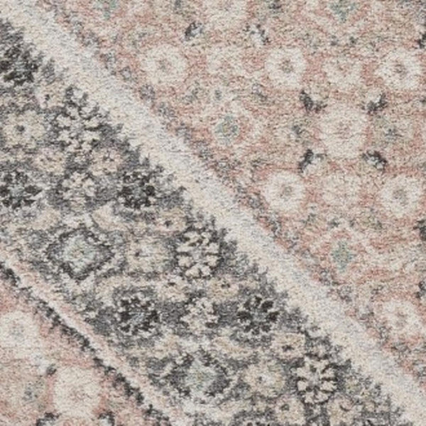 HomeRoots 8' Luxurious Gray and Soft Pink Traditional Area Rug - Timeless Elegance for Any Home Decor 8' x 10' Pink/Cream 395601