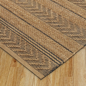Homeroots 8' X 10' Tan And Gray Bohemian Striped Area Rug  Jute 395607