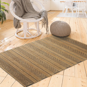 Homeroots 8' X 10' Tan And Gray Bohemian Striped Area Rug  Jute 395607