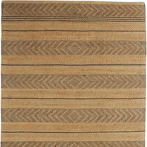 HomeRoots 8' Bohemian Striped Area Rug in Tan and Gray - Handwoven Jute, Durable, Eco-Friendly, Stylish Decor 8' x 10' 395607