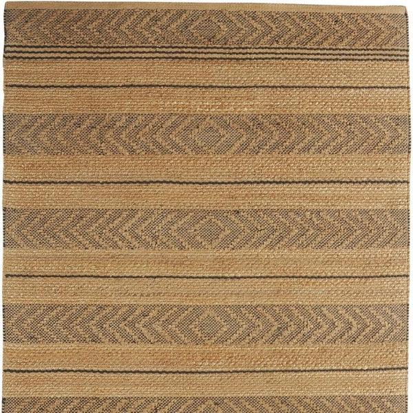HomeRoots 8' Bohemian Striped Area Rug in Tan and Gray - Handwoven Jute, Durable, Eco-Friendly, Stylish Decor 8' x 10' 395607