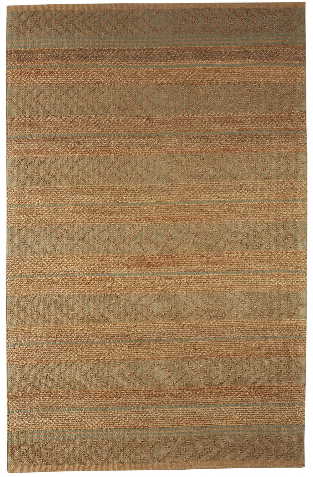 Homeroots 8' X 10' Seafoam And Tan Bohemian Striped Area Rug  Jute 395609