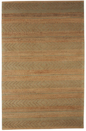 Homeroots 8' X 10' Seafoam And Tan Bohemian Striped Area Rug  Jute 395609
