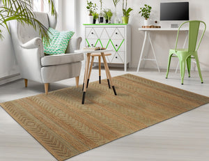 Homeroots 8' X 10' Seafoam And Tan Bohemian Striped Area Rug  Jute 395609