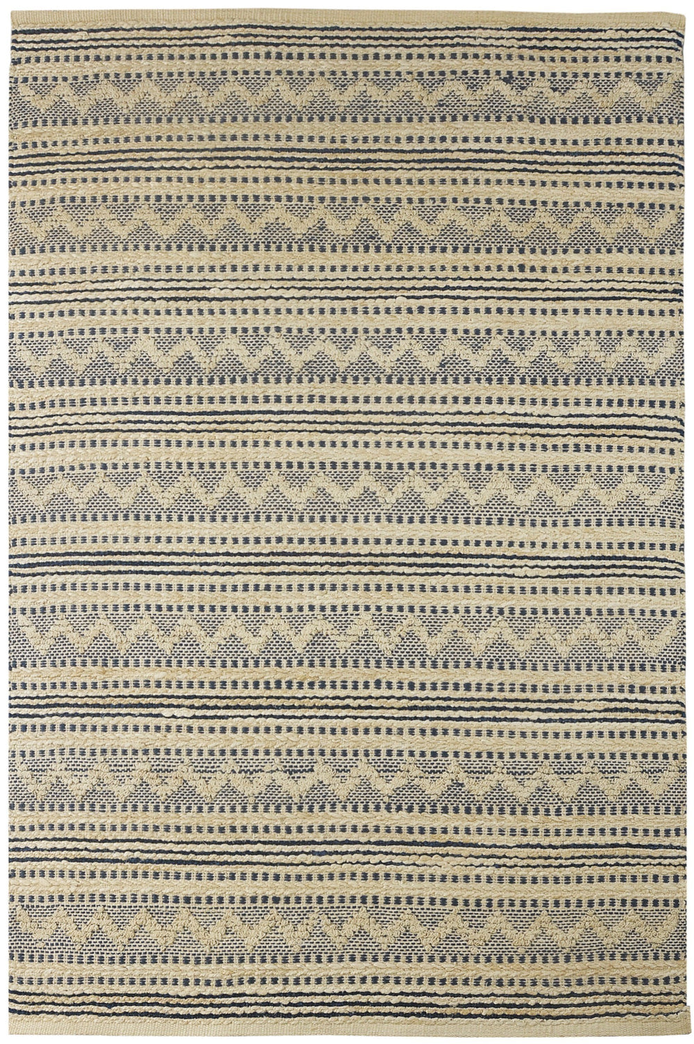 Homeroots 8' X 10' Blue And Beige Chevron Striped Area Rug  Jute 395611