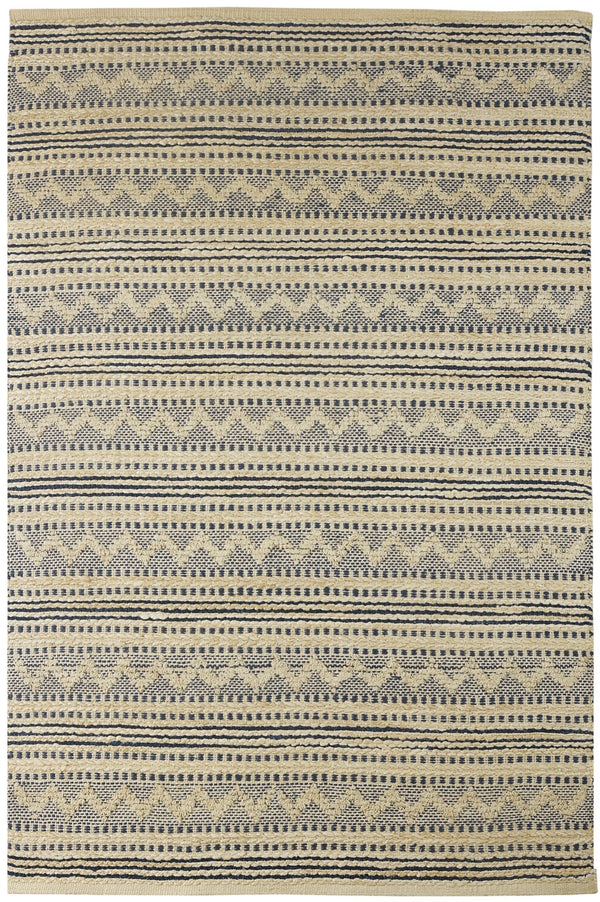 Homeroots 8' X 10' Blue And Beige Chevron Striped Area Rug  Jute 395611