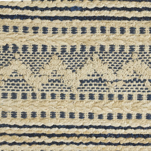 Homeroots 8' X 10' Blue And Beige Chevron Striped Area Rug  Jute 395611
