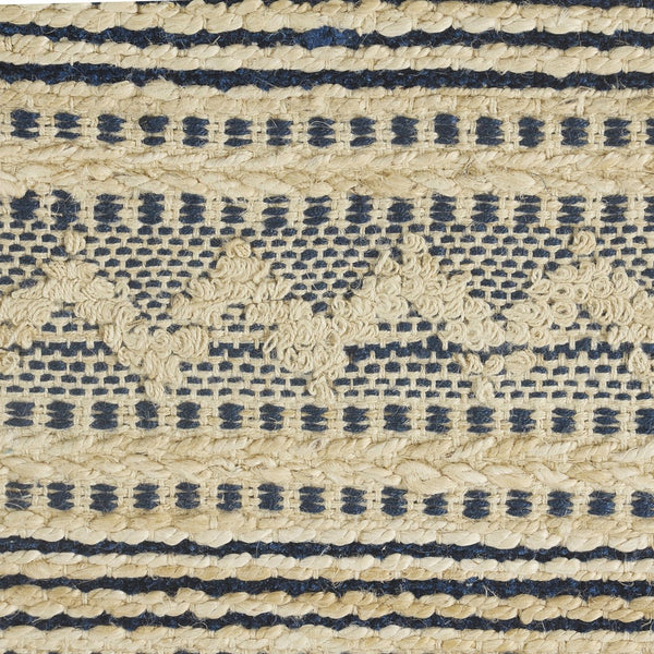 Homeroots 8' X 10' Blue And Beige Chevron Striped Area Rug  Jute 395611