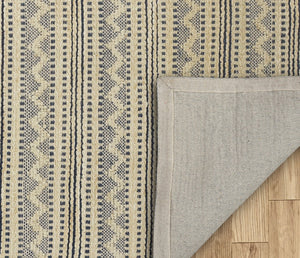 Homeroots 8' X 10' Blue And Beige Chevron Striped Area Rug  Jute 395611