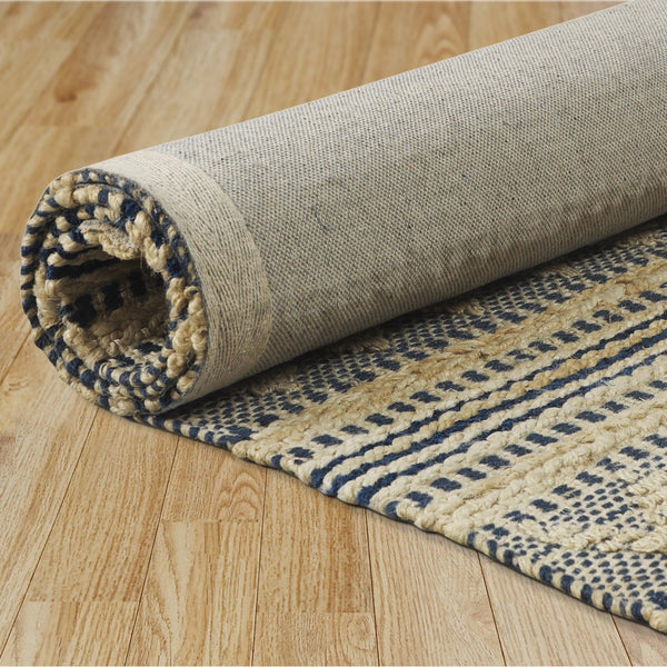 Homeroots 8' X 10' Blue And Beige Chevron Striped Area Rug  Jute 395611