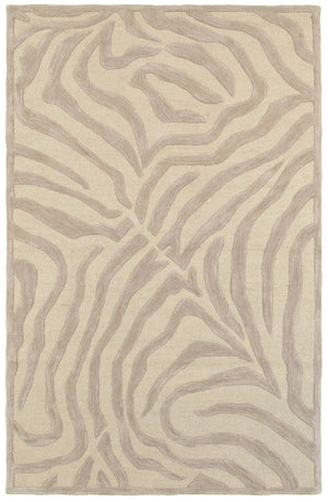 Homeroots 5’ X 8' Taupe Zebra Pattern Area Rug  Wool 395615