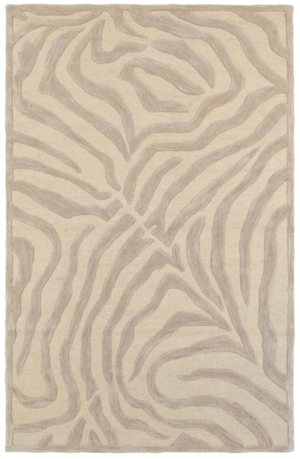 Homeroots 8’ X 10' Taupe Zebra Pattern Area Rug  Wool 395617