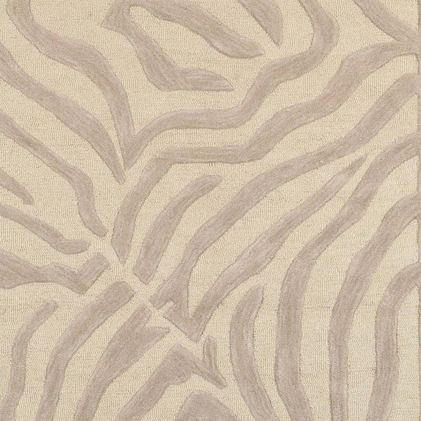 HomeRoots 5' Taupe Zebra Pattern Area Rug - Hand-Tufted Wool for Cozy Comfort in Modern Living Spaces 8' X 10' Rectangle 395617