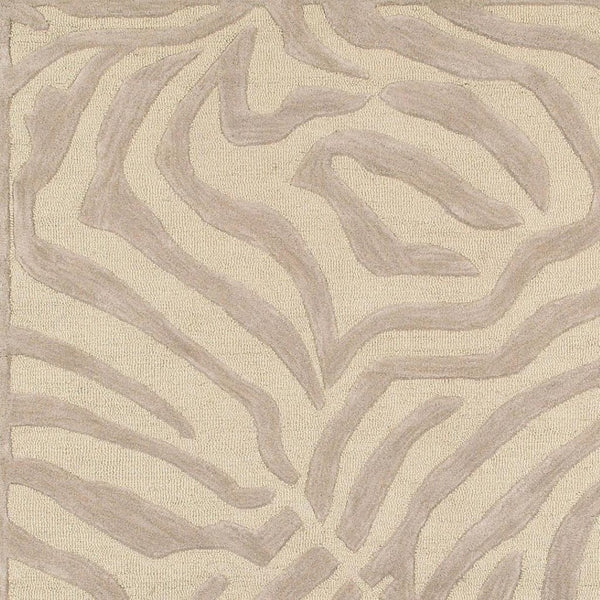 HomeRoots 5' Taupe Zebra Pattern Area Rug - Hand-Tufted Wool for Cozy Comfort in Modern Living Spaces 8' X 10' Rectangle 395617