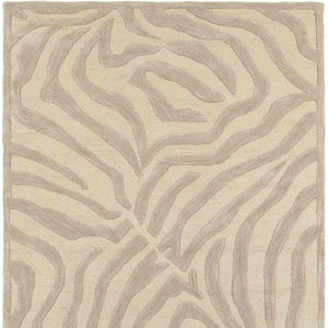 HomeRoots 5' Taupe Zebra Pattern Area Rug - Hand-Tufted Wool for Cozy Comfort in Modern Living Spaces 8' X 10' Rectangle 395617