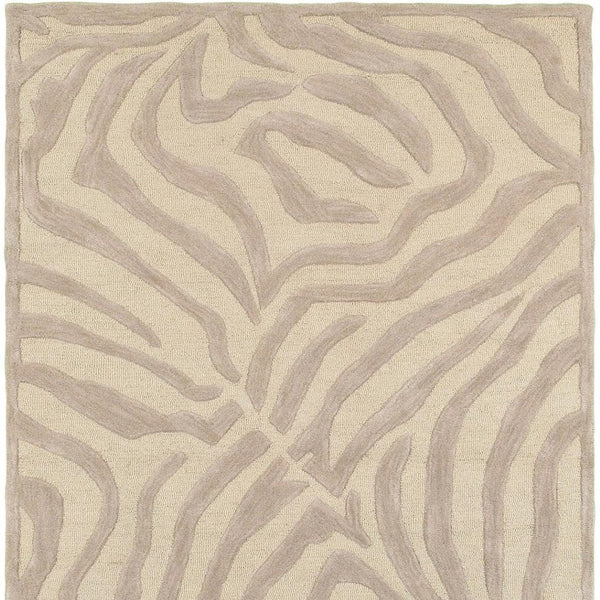 HomeRoots 5' Taupe Zebra Pattern Area Rug - Hand-Tufted Wool for Cozy Comfort in Modern Living Spaces 8' X 10' Rectangle 395617