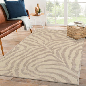 Homeroots 8’ X 10' Taupe Zebra Pattern Area Rug  Wool 395617
