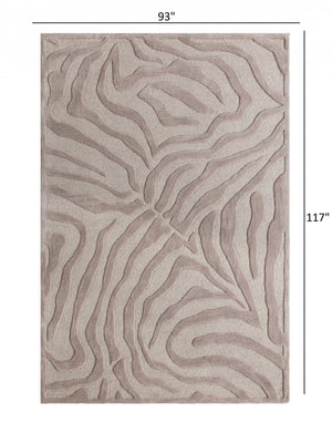 Homeroots 8’ X 10' Taupe Zebra Pattern Area Rug  Wool 395617