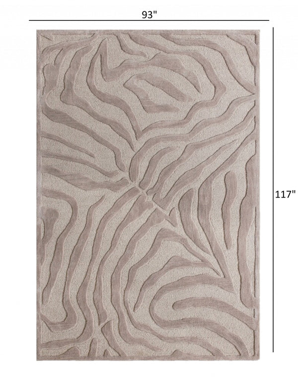 Homeroots 8’ X 10' Taupe Zebra Pattern Area Rug  Wool 395617