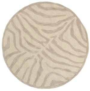 Homeroots 8’ Round Taupe Zebra Pattern Area Rug  Wool 395618