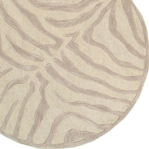 HomeRoots 5' Taupe Zebra Pattern Area Rug - Hand-Tufted Wool for Cozy Comfort in Modern Living Spaces 8' Round Round 395618