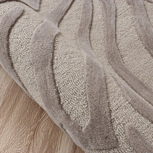 Homeroots 8’ Round Taupe Zebra Pattern Area Rug  Wool 395618