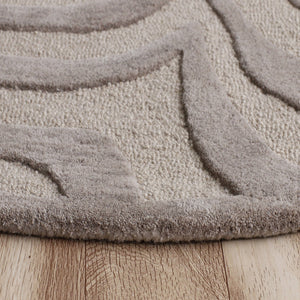 Homeroots 8’ Round Taupe Zebra Pattern Area Rug  Wool 395618