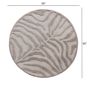 Homeroots 8’ Round Taupe Zebra Pattern Area Rug  Wool 395618