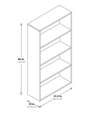 OSP Home Furnishings Prado 60" 4-Shelf Bookcase White