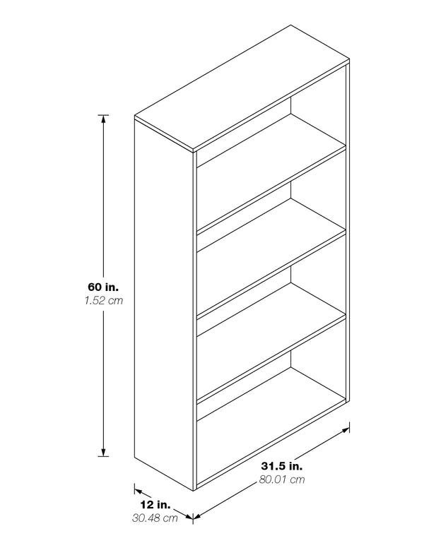 OSP Home Furnishings Prado 60" 4-Shelf Bookcase White