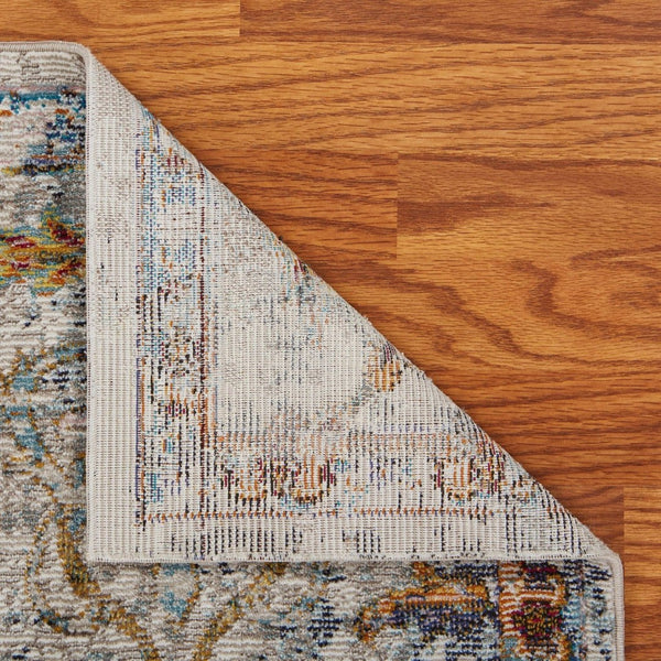 HomeRoots 4' Beige Abstract Garden Area Rug - Elegant Floral Design, Stain-Resistant, Low-Pile for Easy Care 4' x 6' 395699