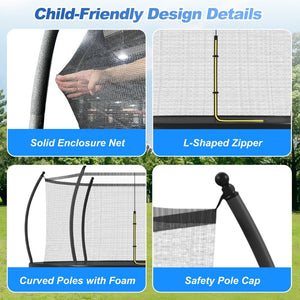 English Elm 16ft Round Outdoor Trampoline Galvanized Steel Frame Basketball Hoop Safety Net N739S000016B