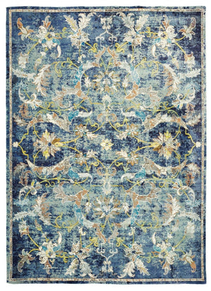 HomeRoots 4' Timeless Blue and White Jacobean Area Rug - Luxurious High-Pile Design for Elegant Spaces 4' x 6' 395704