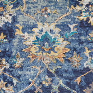 Homeroots 4' X 6' Blue And Gold Jacobean Area Rug  Polypropylene 395709