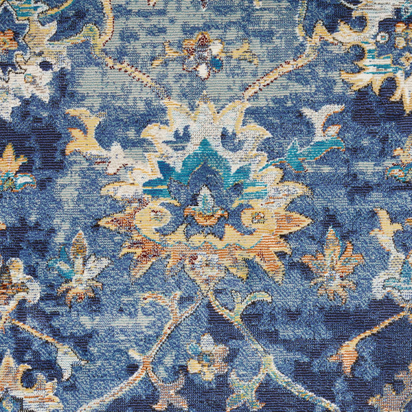 Homeroots 4' X 6' Blue And Gold Jacobean Area Rug  Polypropylene 395709