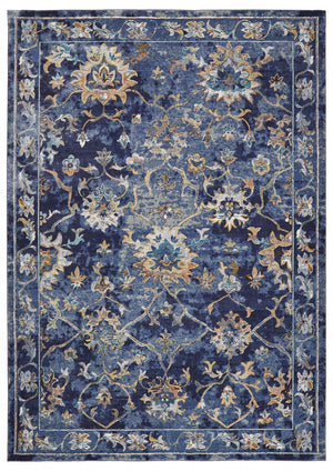 Homeroots 8' X 10' Blue Aqua And Gold Oriental Distressed Area Rug  Polypropylene 395711