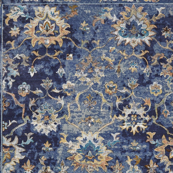 Homeroots 8' X 10' Blue Aqua And Gold Oriental Distressed Area Rug  Polypropylene 395711