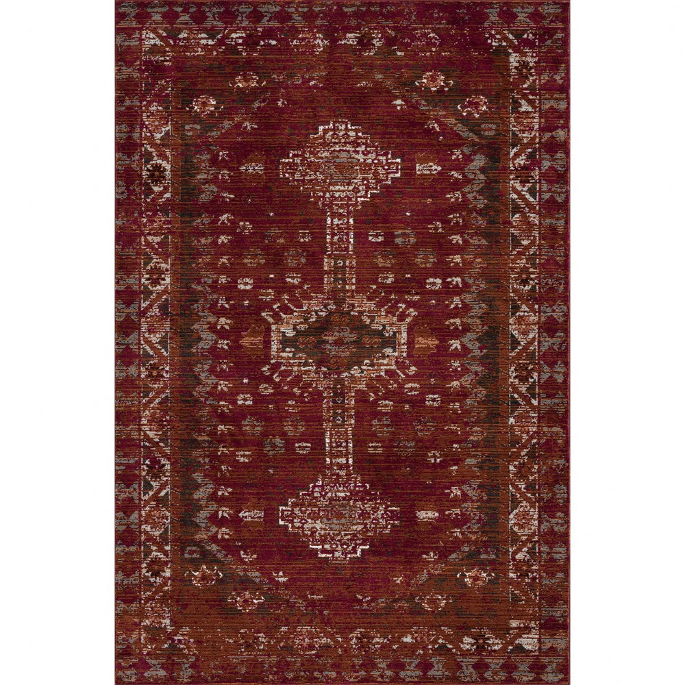 Homeroots 8' X 10' Deep Red Traditional Area Rug  Polypropylene 395714