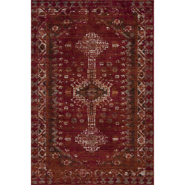 Homeroots 8' X 10' Deep Red Traditional Area Rug  Polypropylene 395714