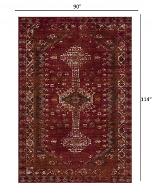 Homeroots 8' X 10' Deep Red Traditional Area Rug  Polypropylene 395714