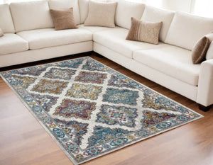 HomeRoots 5' Contemporary Blue Area Rug - Machine-Woven Durability, Soft Texture, Perfect for Any Room 5' X 8' 395717