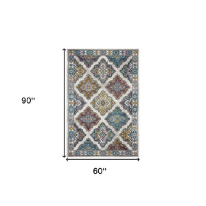 HomeRoots 5' Contemporary Blue Area Rug - Machine-Woven Durability, Soft Texture, Perfect for Any Room 5' X 8' 395717