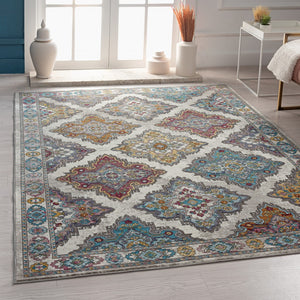 Homeroots 8' X 10' Blue Traditional Floral Motifs Area Rug  Polypropylene 395718