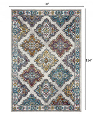 Homeroots 8' X 10' Blue Traditional Floral Motifs Area Rug  Polypropylene 395718