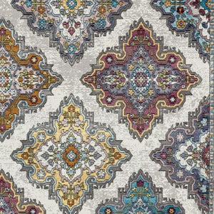 HomeRoots 8' Floral Elegance Area Rug - Traditional Motifs in Muted Blues, Browns, & Yellows for Any Room 8' X 10' 395718