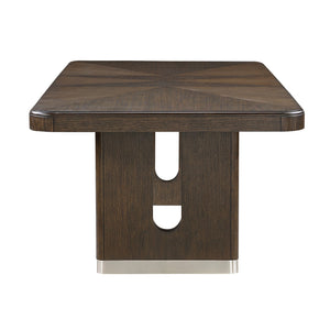 English Elm Modern 7-Piece Brown Dining Set: Extendable Table & 6 Beige Upholstered Chairs, Stylish Comfort B011S01902