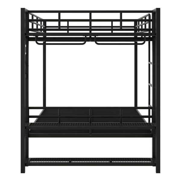 English Elm Full Size Metal Bunk Bed With Led Lighting, Storage Shelves & Hooks - Stylish Space Saver For Teens N7090000667B